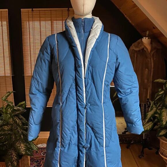 Vintage Long Puffer Jacket Down Feather - Picture 6 of 7
